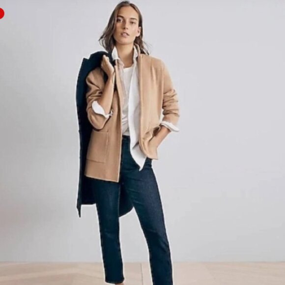 Women's J. Crew 365 Sophie Open-Front Sweater Blazer Camel Tan Size Small - Picture 2 of 9